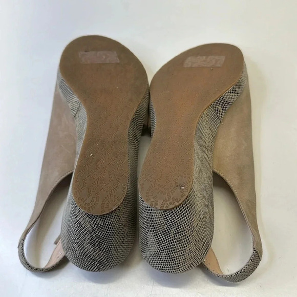 BeautiFeel Gwen Wedge Sandals Open Toe Shoes Ankle Strap Suede Tan Snake 41 10.5 - Picture 7 of 11